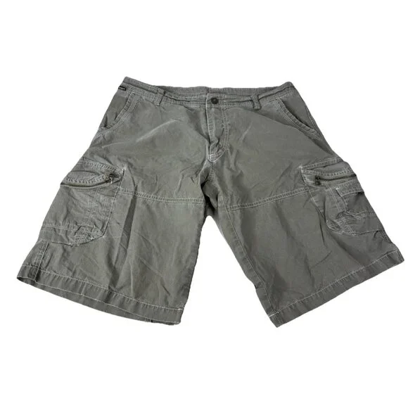 Kuhl Cargo Shorts Men 36 X 12 Brown Patina Dye Cotton Nylon Hiking Gorpcore EUC - Picture 2 of 9